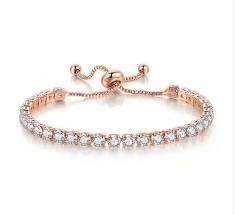 925 Sterling Silver Tennis Bracelet Simulated Diamonds-adjustable