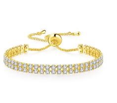 Two Rolls 925 Sterling Silver Tennis Bracelet Simulated Diamonds-adjustable