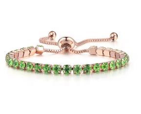 925 Sterling Silver Tennis Bracelet Light Green Simulated Diamonds
