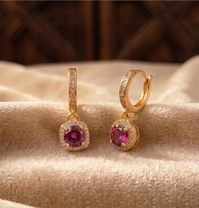 925 Sterling Silver 2.0ctw Pink Earrings Simulated Diamonds