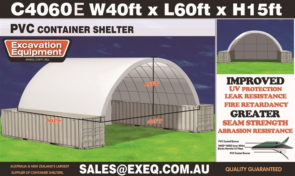 <p>Heavy Duty 40ft x 60ft Container Shelter with End Wall (Unused)</p>