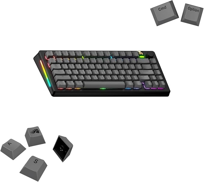 GLORIOUS GAMING - GPBT Basics Keycaps (Ashen Grey) - 8 Colors, No-Fade Dye-