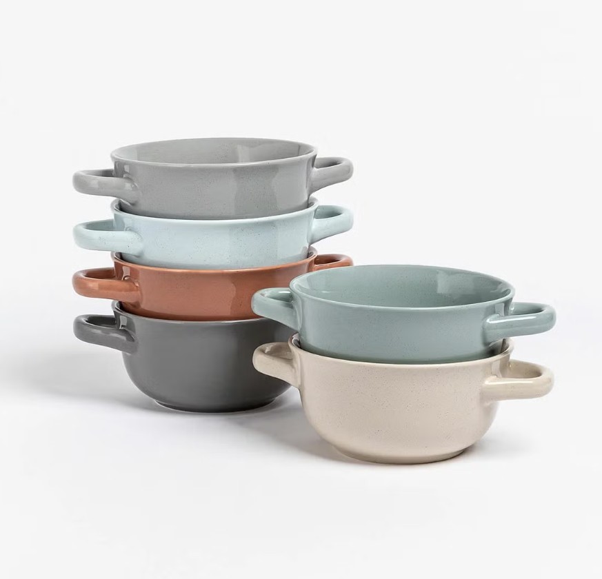 OVER&BACK Soup Bowls w/ Handle 6-Piece Set.