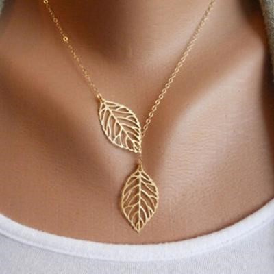 Designer Gold Double Layer Leaf Necklace