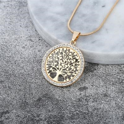 Designer Simulated Diamond "Tree of Life" Pendant Necklace - Yellow