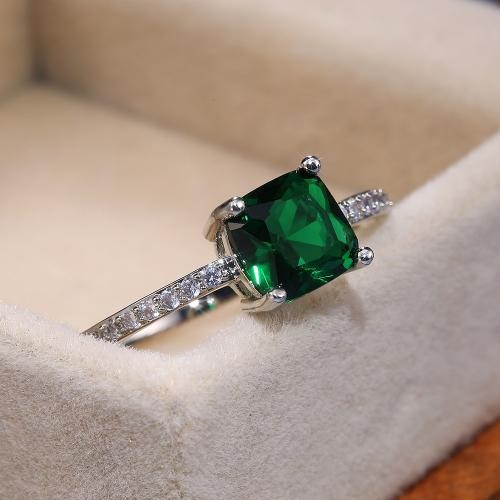 Designer Classic Simulated Diamond Ring in Green - US Size 7