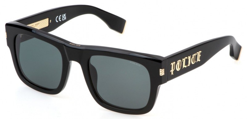 POLICE Men's G.O.A.T 2 Sunglasses, 54-22-145, Black/Gold (700Y), SPLP33V. R