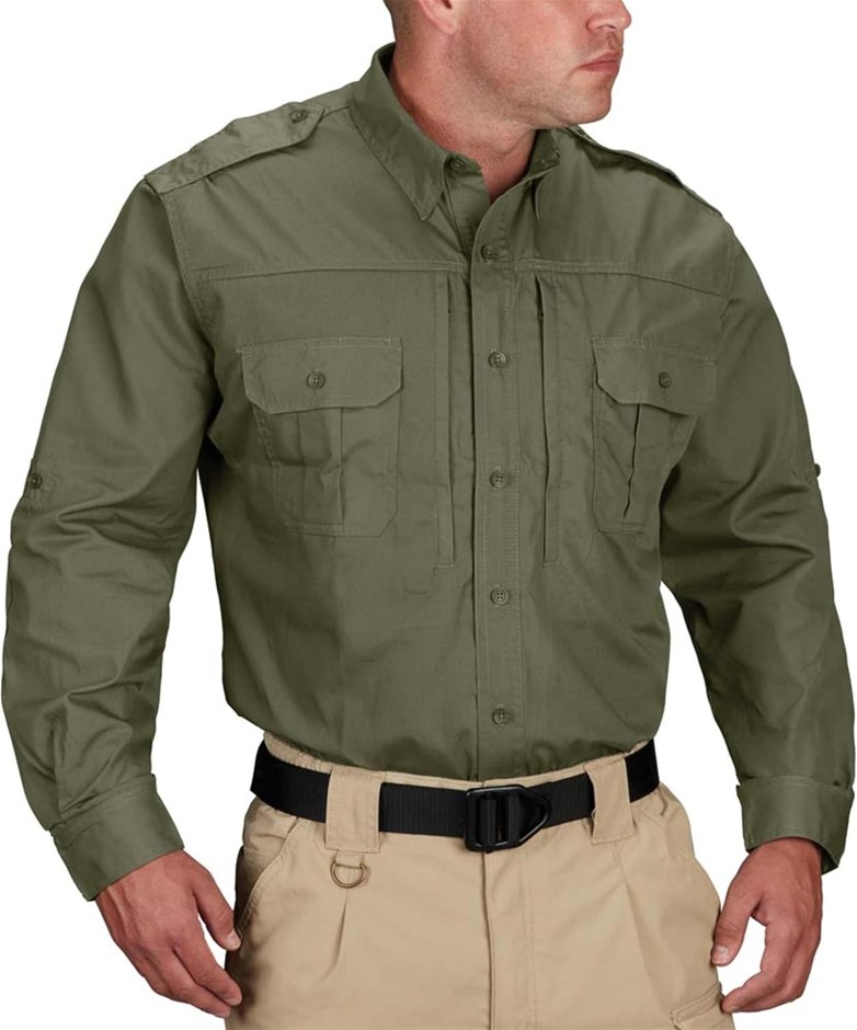 PROPPER Men's Long Sleeve Tactical Shirt, Size M/L, Olive Green, F531250.