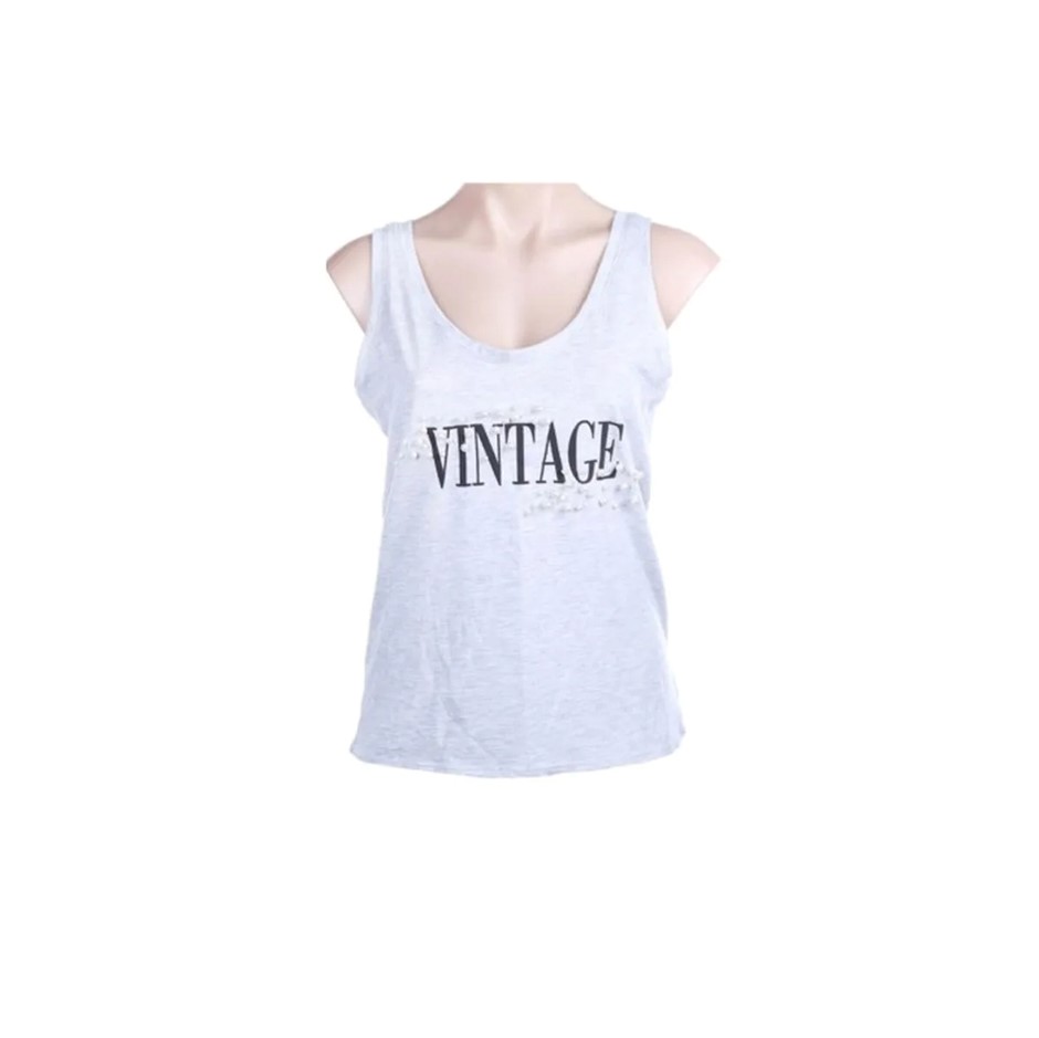 RE:DENIM Vintage Tank. Size L, Colour: Grey Melange. Buyers Note - Discoun