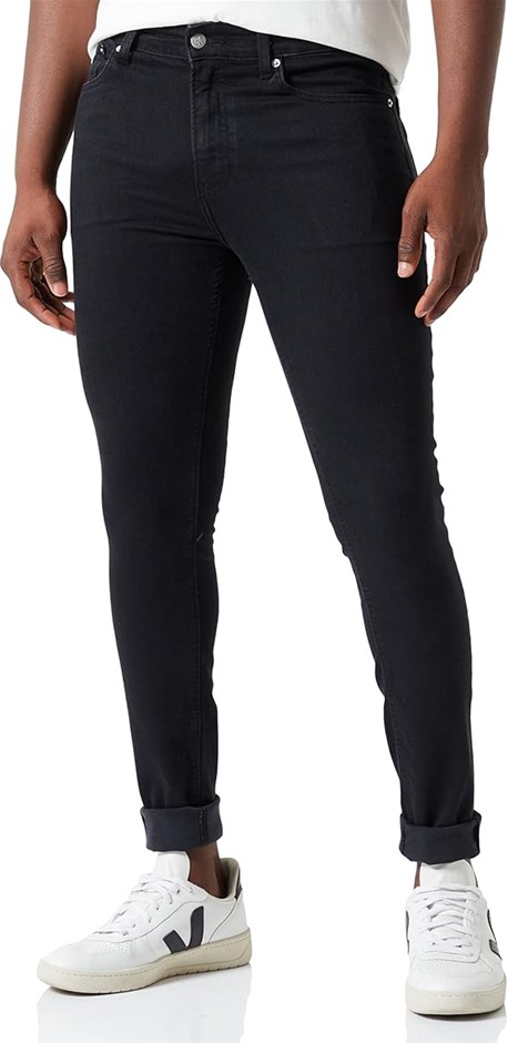 CALVIN KLEIN JEANS Men's Super Skinny Jeans, 28W x 32L, Denim Black, J30J32