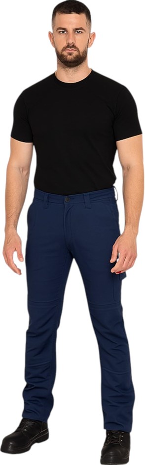 HARD YAKKA Men's 3056 Stretch Canvas Cargo Pant, Size 107R, Navy, Y02880.