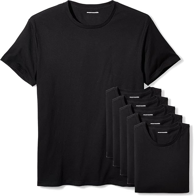 6pk x AMAZON ESSENTIALS Men's Slim Fit Cotton Undershirts, Size XS, Black,