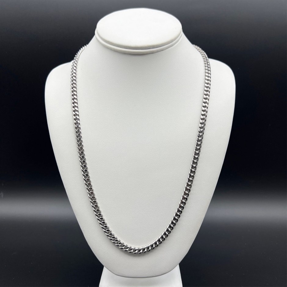 Silver-Filled Cuban Link Chain Necklace, 6MM Wide - 55.8cm