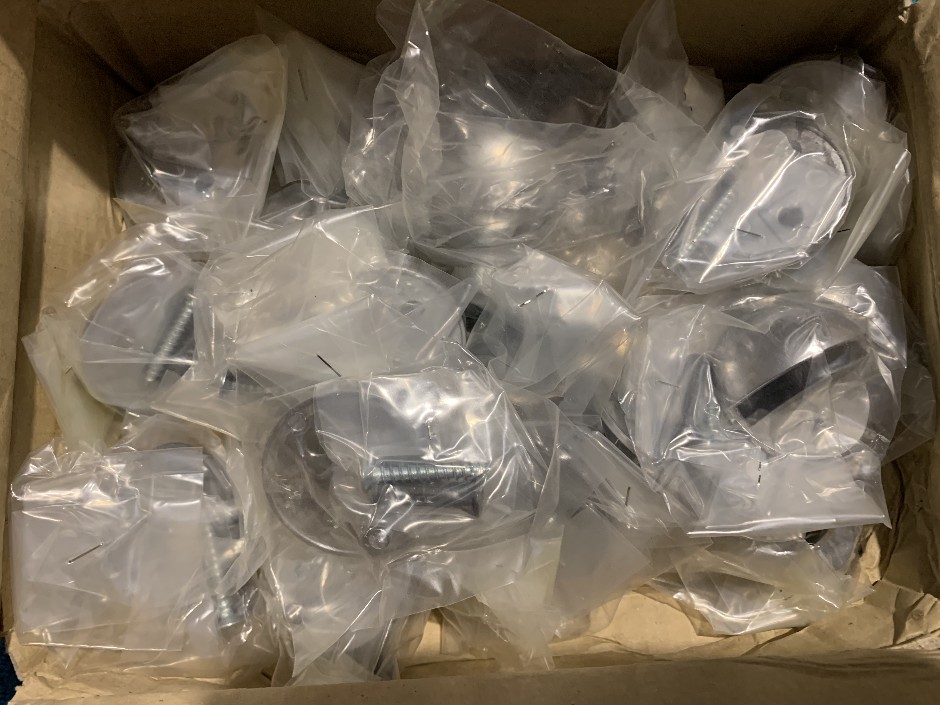 <p>20 x Door Stops, Brushed Chrome (Unused)</p>