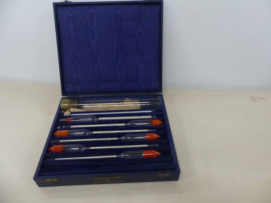 Antique Cased Set of 6 Hydrometers (Varying SG)