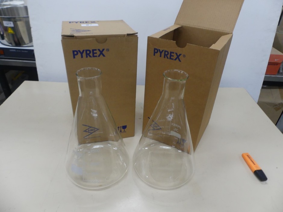 Erlenmeyer Flasks 2 x 3 Litre Capacity