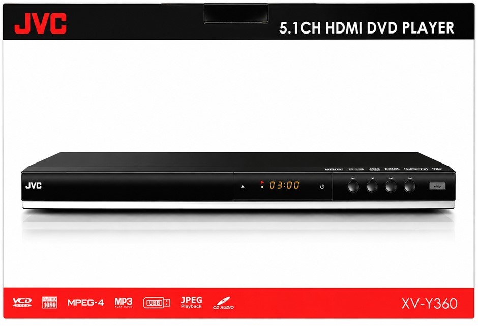 JVC 5.1CH HDMI DVD Player XV-Y360A, Black