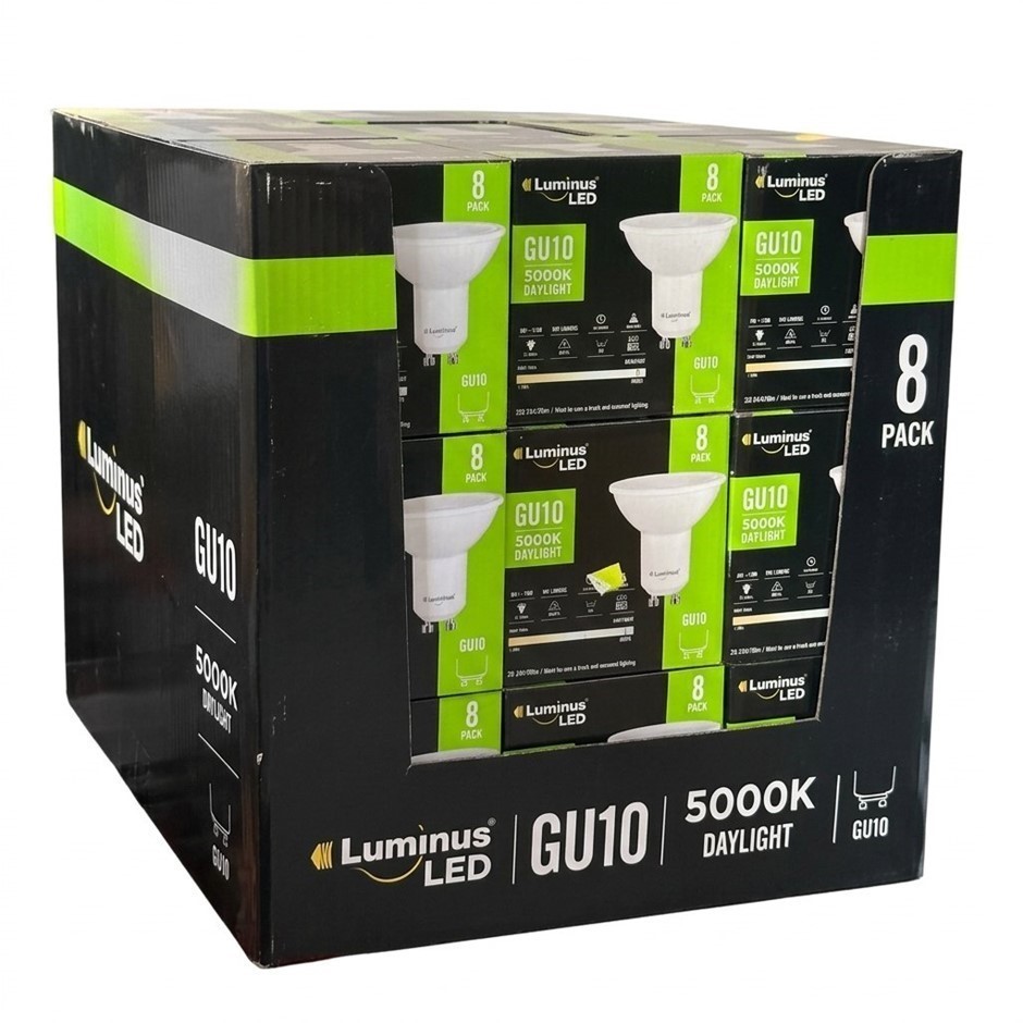 27 x LUMINUS 8 Packs GU10 500LM Dimmable LED Bulbs - 200314 / White