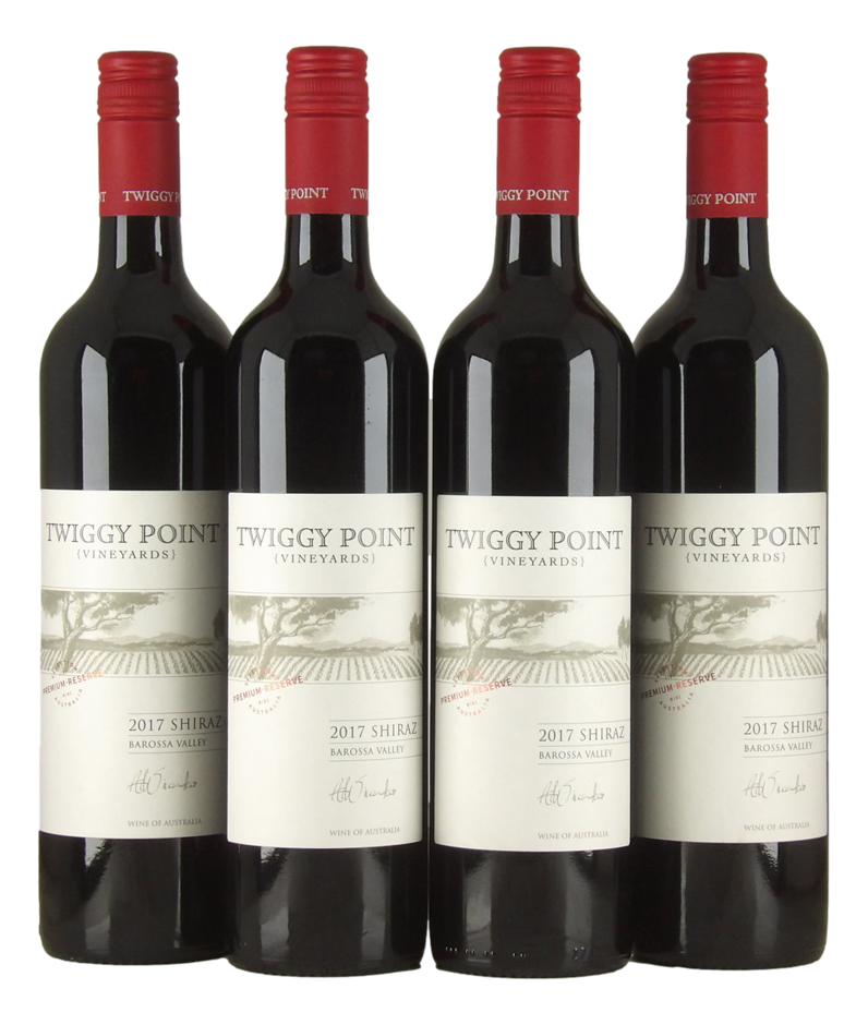 Twiggy Point Shiraz Premium Reserve 2017 (4x 750mL), Barossa-SA.