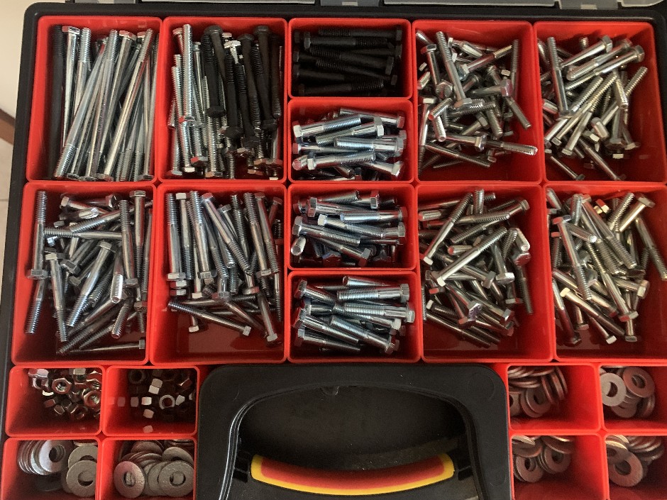Large Carry Case with Assorted Size Hex Head Bolts (Unused)`