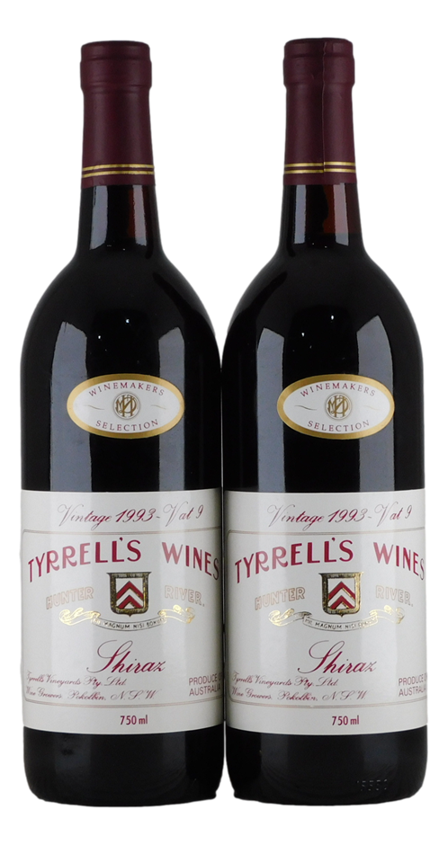 Tyrrell's Winemakers Selection Vat 9 Shiraz 1993 (2x 750mL), Hunter River.