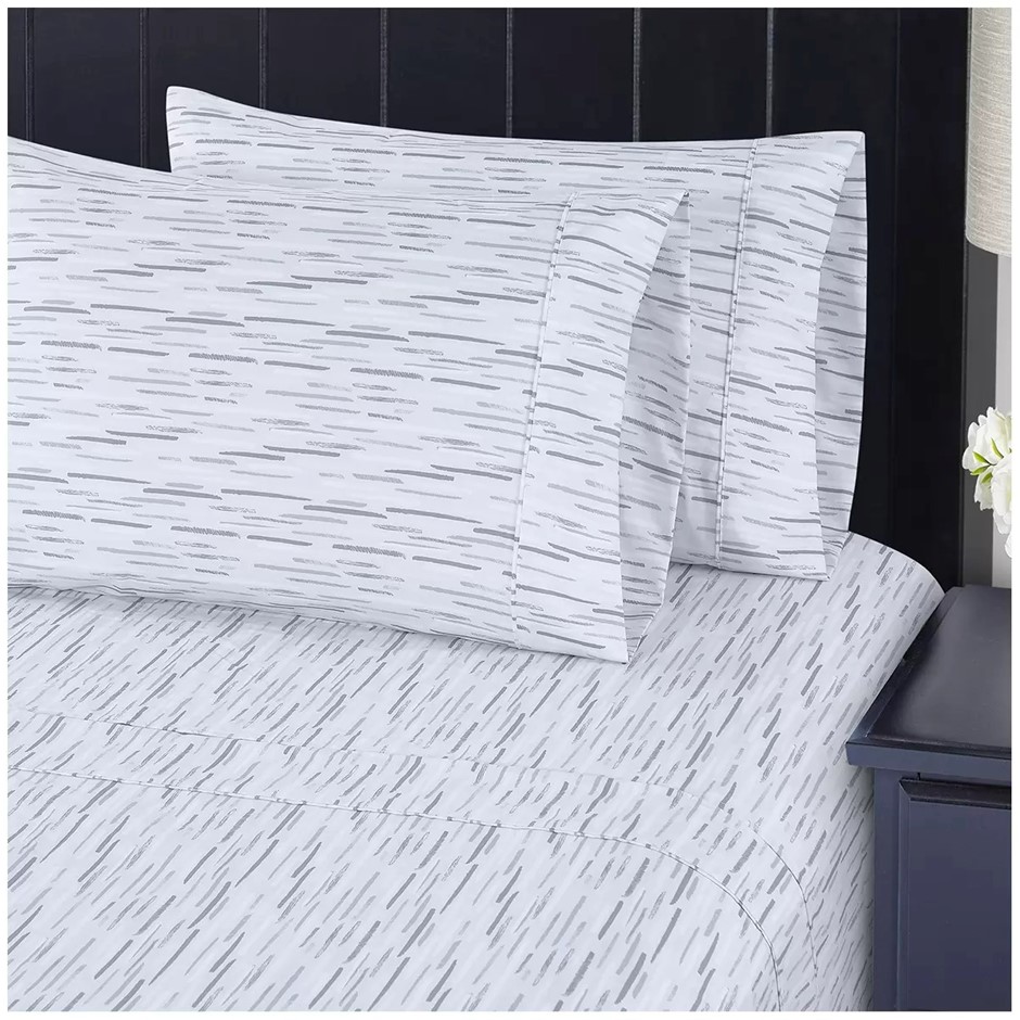 SOUTH POINT 6pc Sheet Set, Queen, Sketchy Stripes.