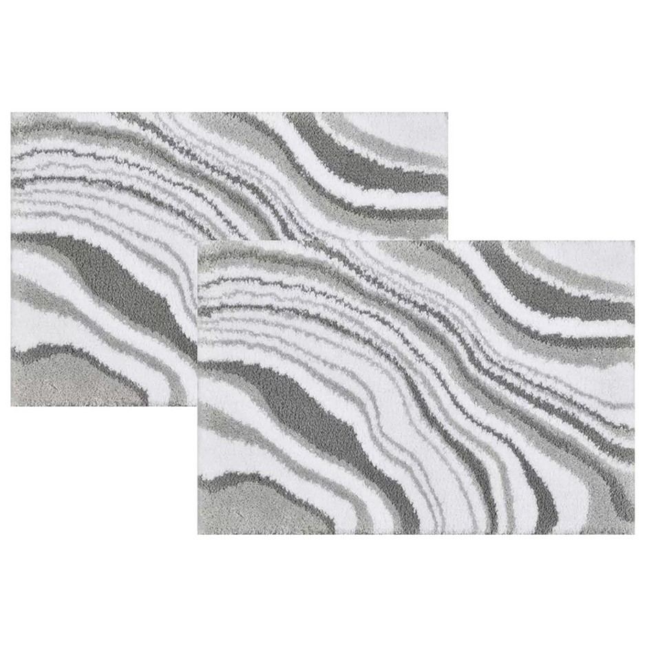 RIVIERA Homes Marble Print Bath Mat 2 Pack 40 x 60cm, Grey NB: Not in origi