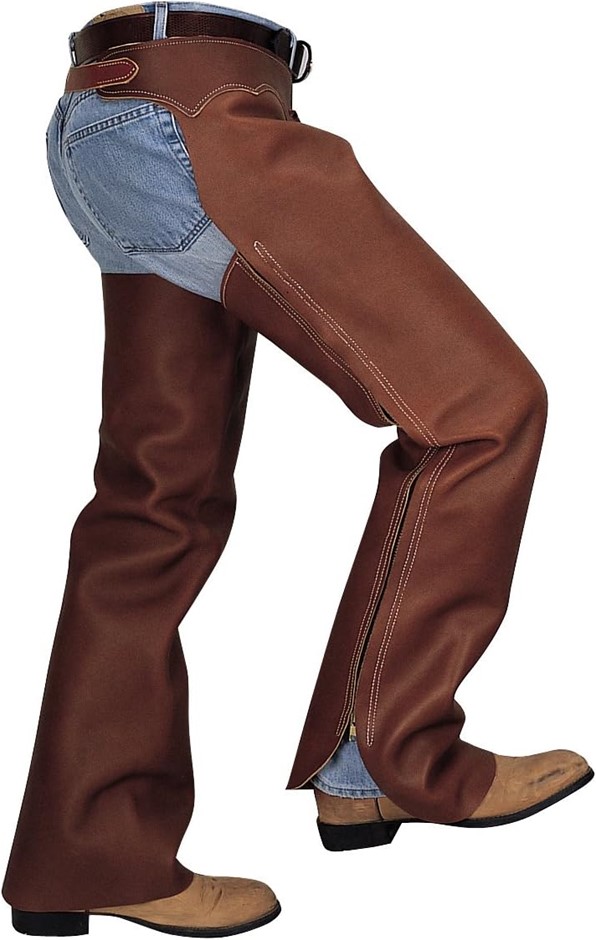 WEAVER Leather Shotgun Full Grain Work Chaps, Brown, X-Large.