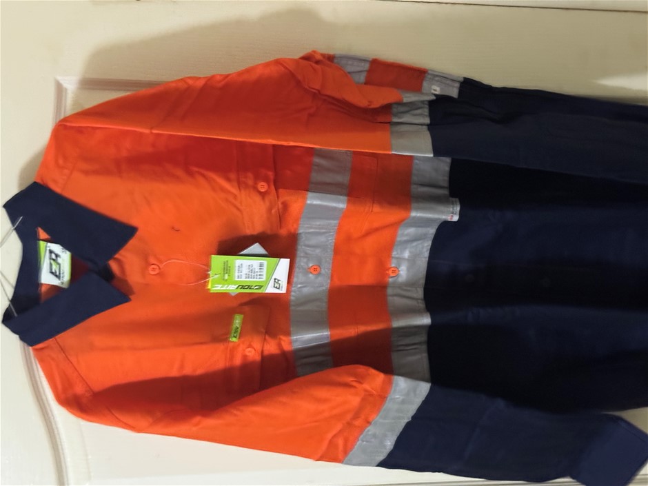 5 ENDURITE ORANGE/NAVY HI VIX LONG SLEEVE WORKSHIRT SIZE 5XL