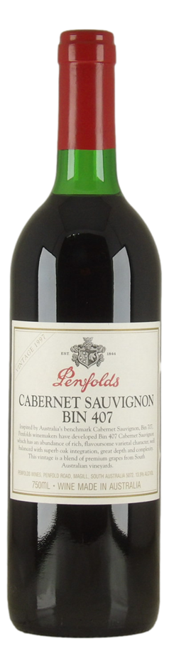 Penfolds `Bin 407` Cabernet Sauvignon 1997 (1 x 750mL) SA.