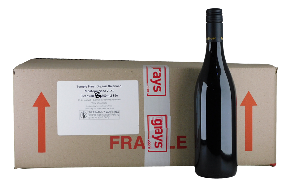 Temple Bruer Organic Riverland Montepulciano 2021 Cleanskin (8x 750mL), SEA