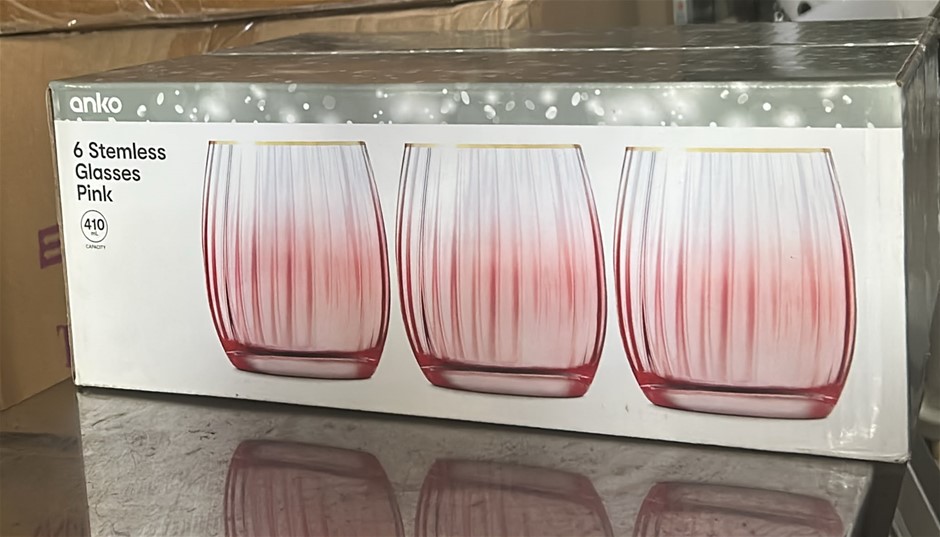 6 Stemless Glasses (Pink)