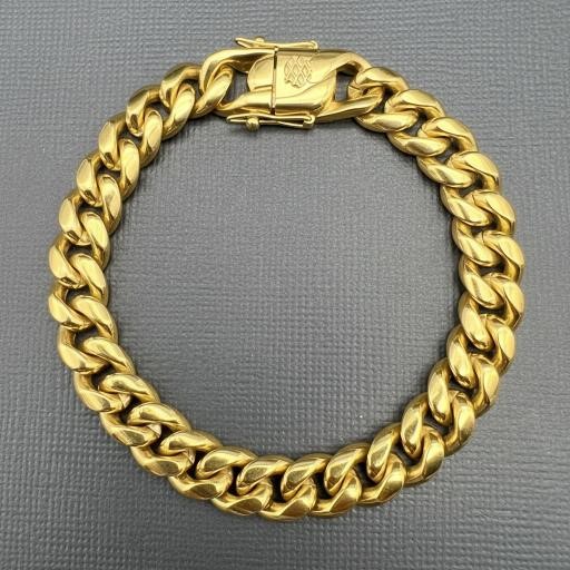 18K Gold-Filled Cuban Curb Chain Bracelet, 10MM Wide - 20.3cm