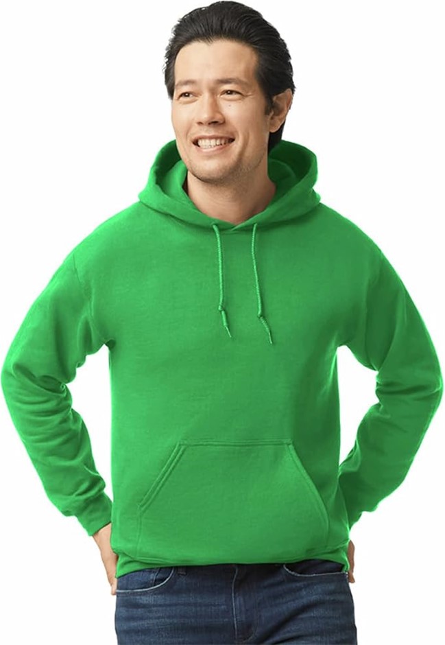 GILDAN Men's Fleece Hooded Sweatshirt, Size L, Irish Green, G18500.