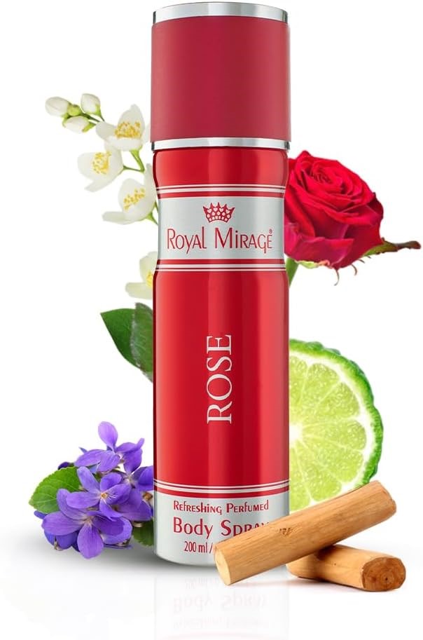 3 x Royal Mirage Rose Body Deodorant Spray for Unisex 200 ml