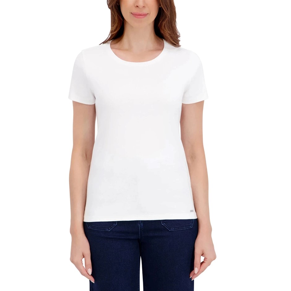 DKNY Women's Tee, Size XL, 100% Organic Cotton, White (WHT).