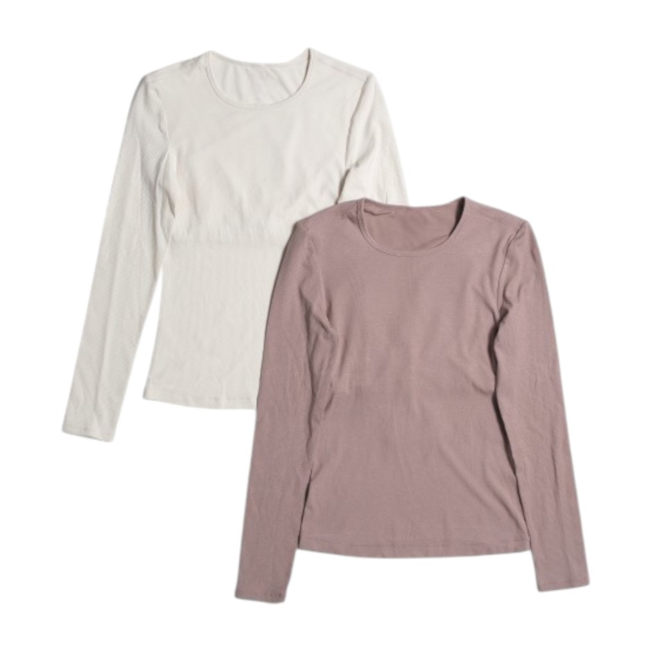 4 x YOGALICIOUS Women's Heavenly Rib Long Sleeve, Size L, Pink/Cream.