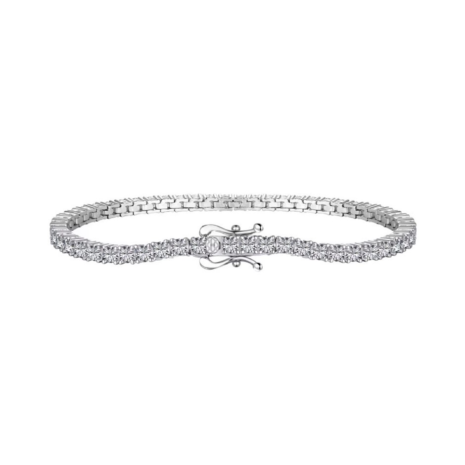 2mm Cubic Zirconia 925 Sterling Silver Tennis Bracelet-17cm