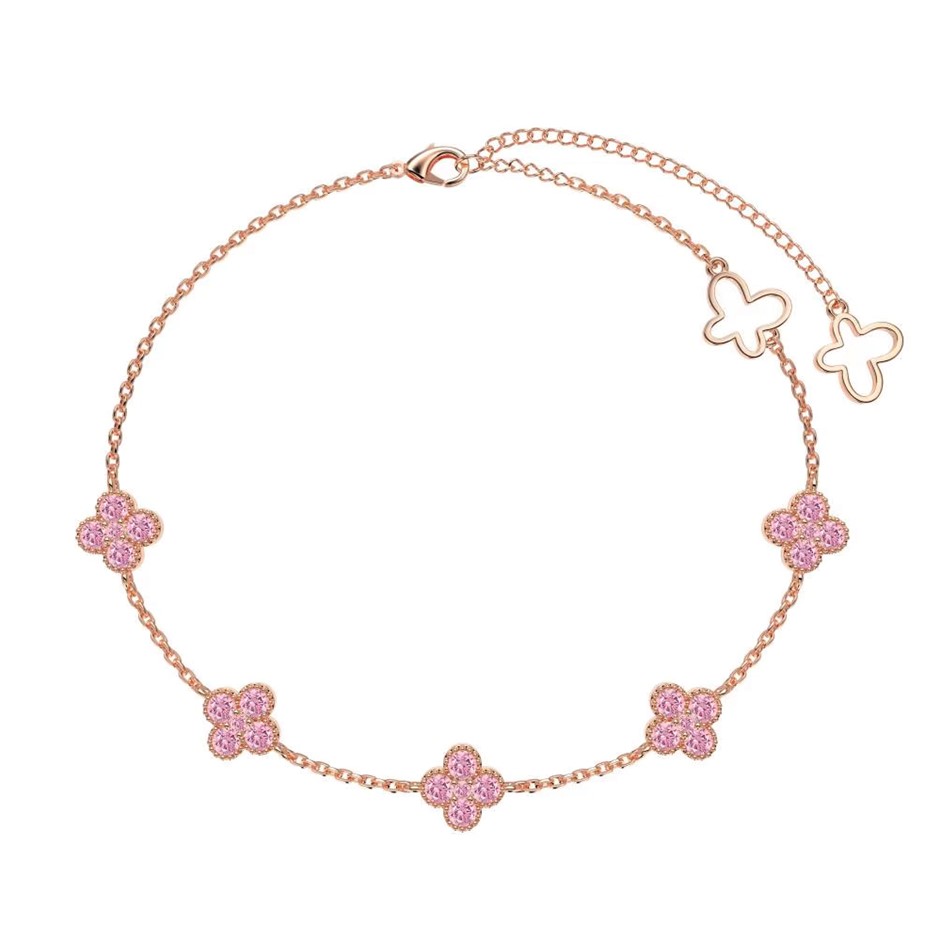 Dainty Four Leaf Clover Cubic Zirconia 925 Silver Tennis Bracelet