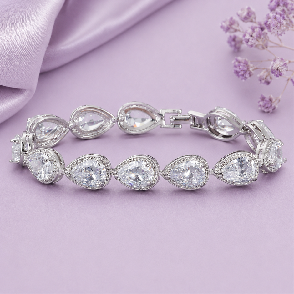 Tear Drop AAA+ Cubic Zirconia Tennis Bracelet