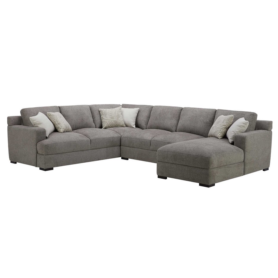GILMAN Ruston 4-Piece Modern Fabric Sectional Sofa Lounge With Pillows. NB: