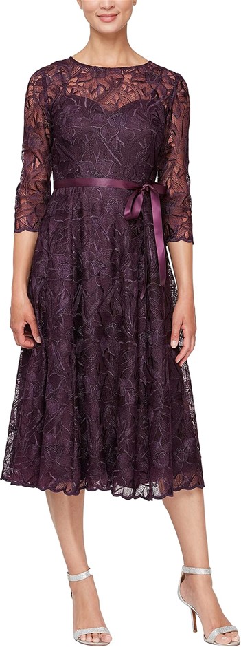 ALEX EVENINGS Women's Dress, Brand Size 12 (AU16), Colour: Eggplant, 811783