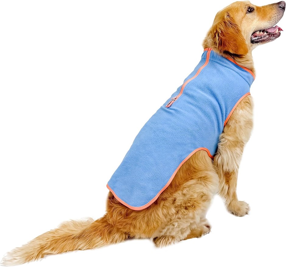 HUSKIMO Dog Coat Chill Blue 52.5cm Soft Microfleece Dog Jacket with Subzero