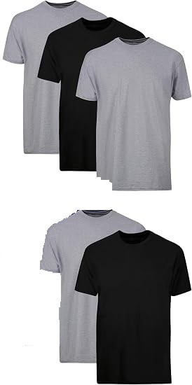 5pk x HANES Men's Cotton, Moisture-Wicking Crew Tee Undershirts, Size XL, B