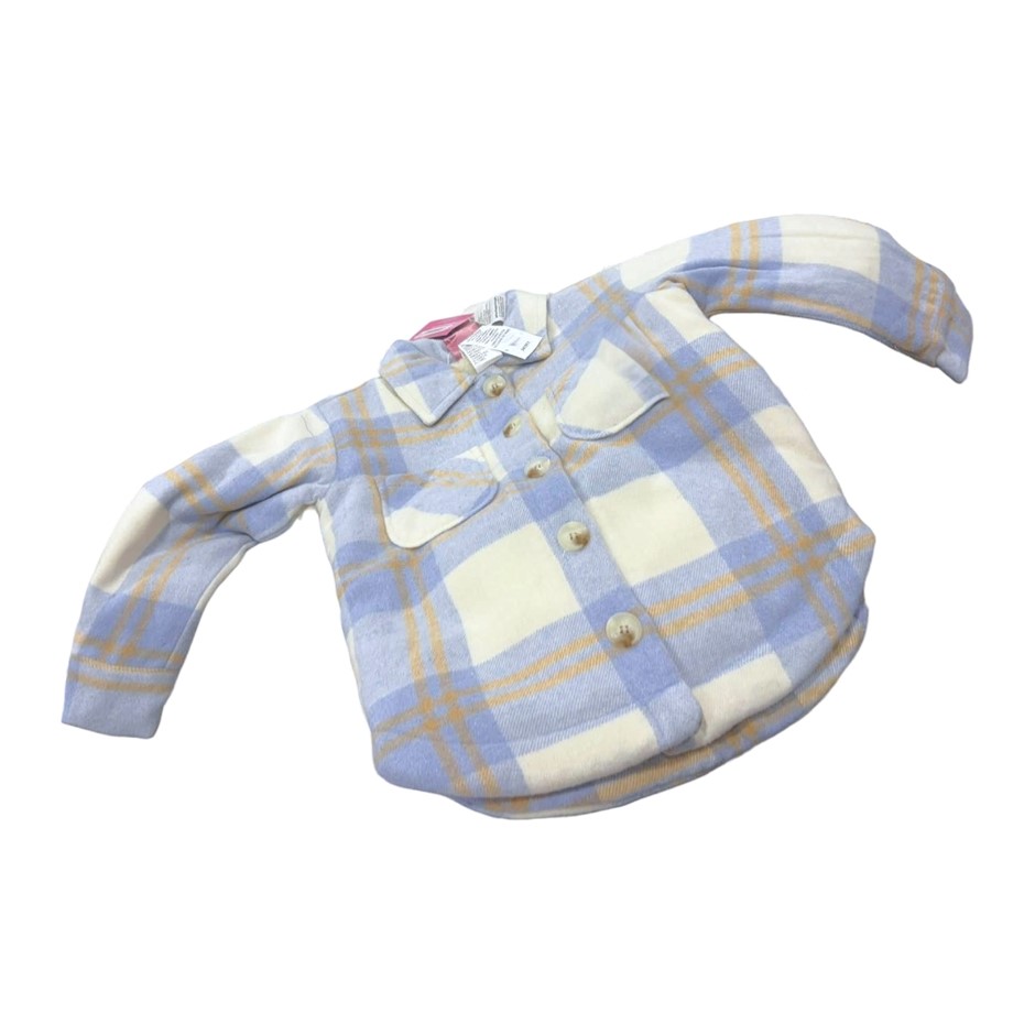 OCEANBREAK Girls' Sherpa-Lined Shacket, Size 10-12, 2% Wool, Blue. Buyers