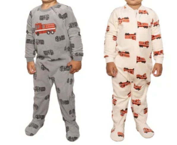 2-Pack PEKKLE Baby's Fleece Sleeper Set, Size 18M (1-2), Car (Grey/Tan). B