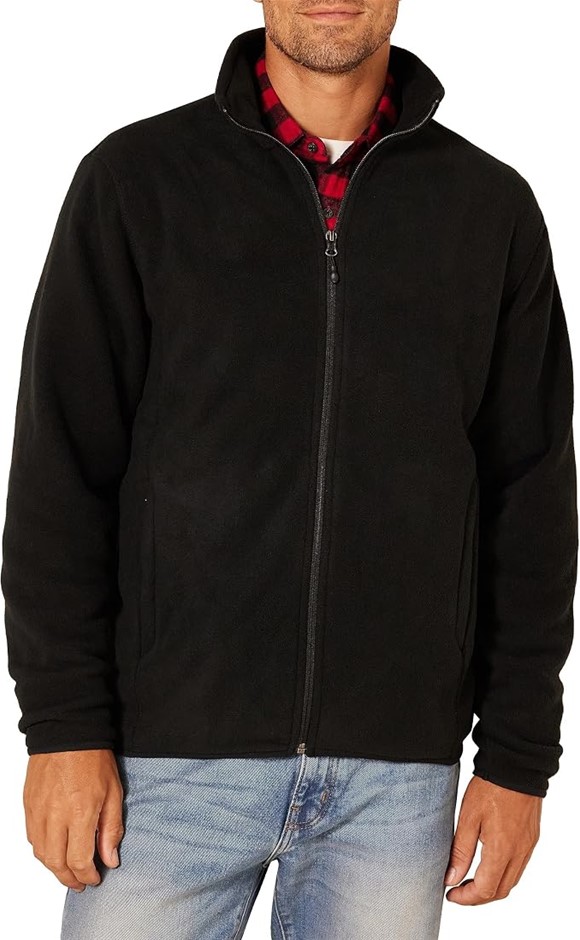 AMAZON ESSENTIALS Men's Full-Zip Fleece Jacket Size 2XL, Black, S17AE10002.