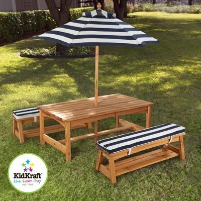KidKraft Outdoor Table Set w/ Bench & Um