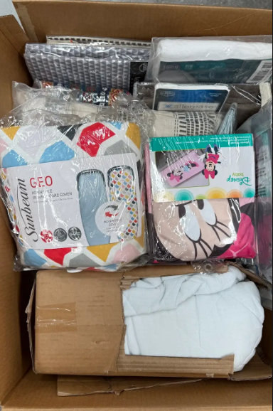 Assorted Box of Covers for Bedding, Ironboard etc. NB: Items may not be in