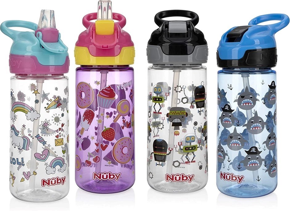 24 x Nuby Tritan Printed Flip-It 540ml Cup. RRP: $479.  Buyers Note - Disco